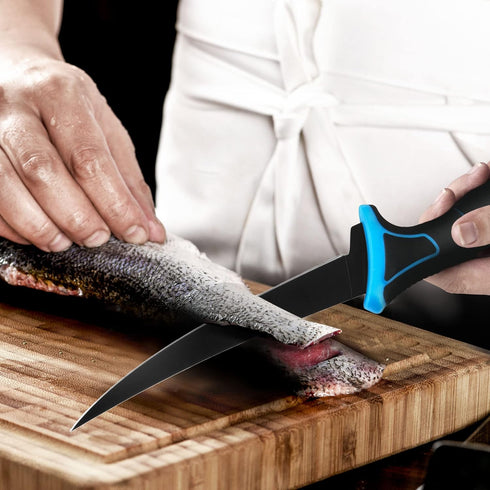 FLISSA Fish Fillet Knife, 6" Fishing Knife & Bait Knife with Protective Sheath, Non-Slip Handle, Belt Clip and Razor Sharp 8Cr13MoV Stainless-Stee...