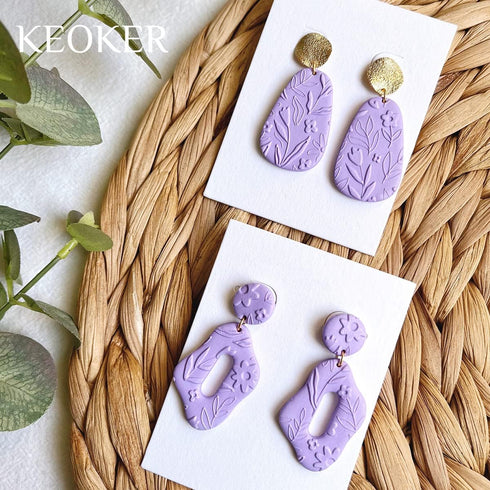 Keoker Polymer Clay Texture Sheets, Clay Texture Mat for Making Earrings Jewerly, polymer Clay Earrings Tools (All-3 pcs)...