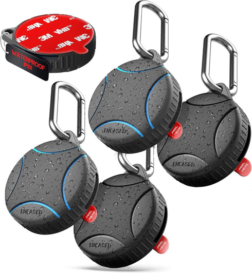 ENCASED 4 Pack Waterproof Airtag Keychain Holder (IPX8) Case for Apple Air Tag Holder Military-Grade Drop/Shockproof, Protective Screw-down Cover ...