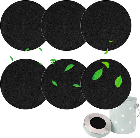 6 Pack Compost Filters for Countertop Bin, 6.7-inch Compost Bin Filters Charcoal, Thickening Compost Bin Filter Activated Charcoal Filters for Com...