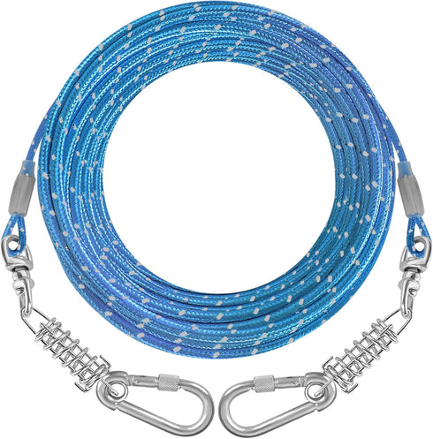 Dog Tie Out Cable 10ft/15ft/20ft/30ft Dog Leash for Training with Swivel Hook Green/Blue/Purple Reflective Dog Chains for Outside for Medium to La...
