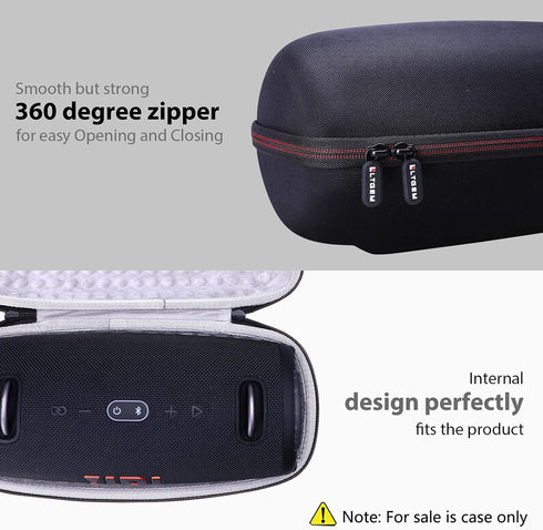 LTGEM Hard Travel Carrying Case for JBL Xtreme 3 / JBL Xtreme 2 Portable Waterproof Wireless Bluetooth Speaker, Pouch for Accessories and Adjustab...