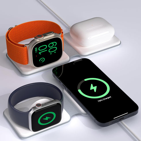 15W Portable Magnetic Wireless Charging Station Compatible with Mag-Safe Charger and iPhone15/pro max/14/13/12,for Apple Watch/iWatch Ultra/Series...