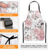 Britimes Apron Home Kitchen Cooking Baking Gardening for Women Men with Pockets Pink Flowers Leaves Watercolor Floral 32x28 inch...