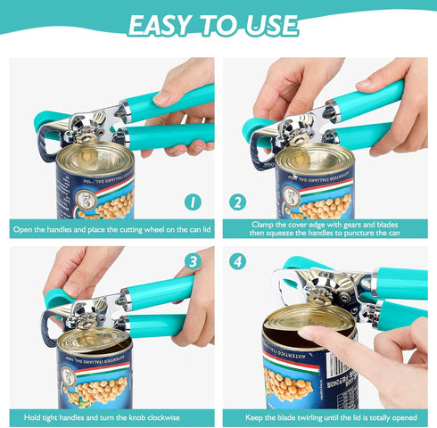 10 Colors Can Opener Manual Handheld Heavy Duty Hand Can Opener Smooth Edge Stainless Steel Can Openers Top Lid Kitchen Gadgets, Best Large Rated ...