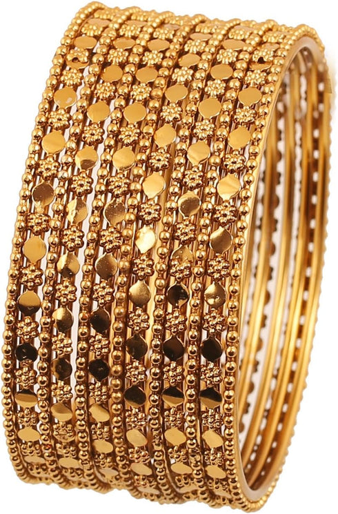 Touchstone "Golden Bangle Collection Beautifully Hand Hammered Exotic Grain Work Wrist Filler Indian Bollywood Designer Jewelry Metal Bangle Brace...