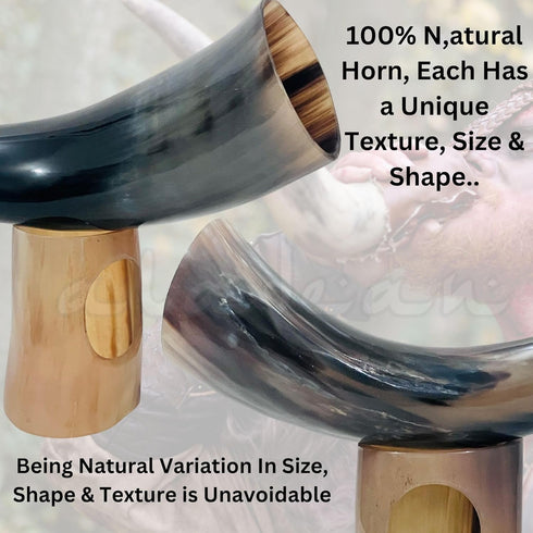 Viking Drinking Horn Mugs 10oz | Handmade Real Horn 12" Cups for Ale Wine Beer Chalice Norse Tankard THOR LOTR Vikings Style Gift for Men - Birthd...