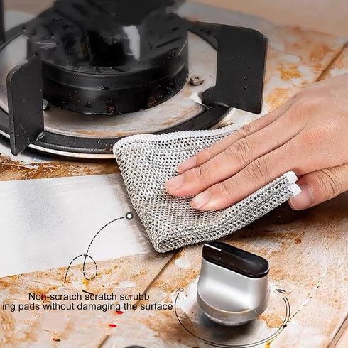 Multifunctional Non-Scratch Wire Dishcloth,Multipurpose Wire Dishwashing Rags for Wet and Dry, Steel Wire Dish Towel,Scrubs & Cleans for Dishes,St...