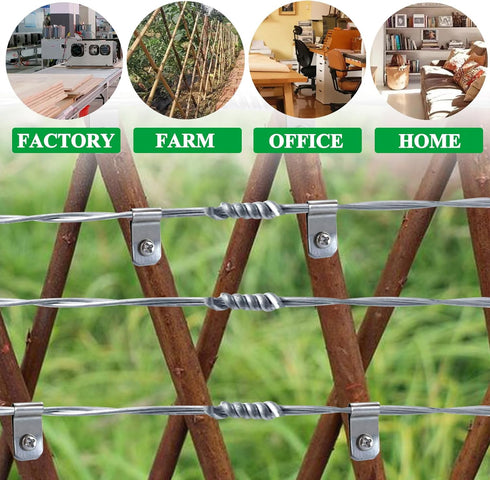 100 Pcs Fence Wire Clamps Stainless Steel Fencing Mounting Clips with 100 Pcs Stainless Steel Screws for 12-16 Gauge Welded Wire to Wood, Metal or...