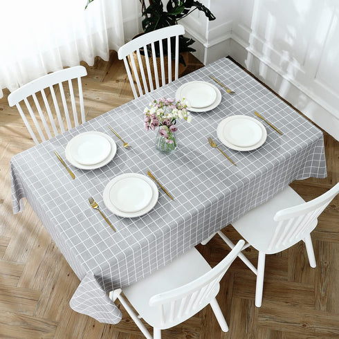 Romanstile Rectangle Plastic Tablecloth, 100% Waterproof Oil-Proof Checkered PVC Table Cloths, Heavy Duty Vinyl Table Covers for Dining, Camping, ...