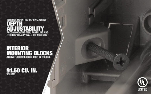 Southwire MSBMMT6G Six Device Adjustable Depth, Heavy Duty 42lb Screws Included 6-Gang Multi-Mount Electrical Box, Gray...