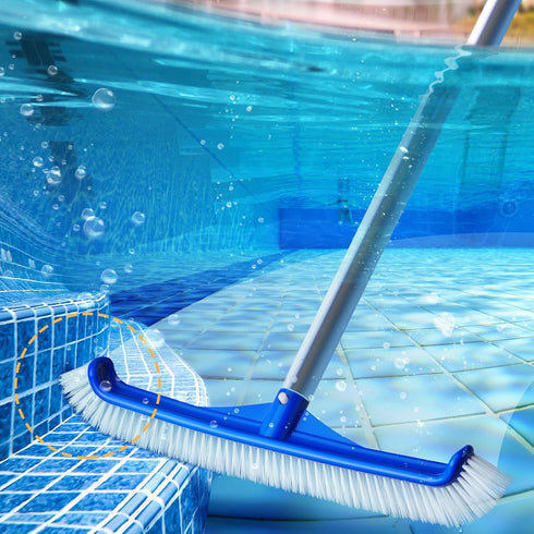 Pool Skimmer Net & Pool Brush Head, Fine Mesh Pool Net Skimmer with Sturdy Frame & Professional Pool Brushes for Cleaning Pool Walls, Durable Fine...