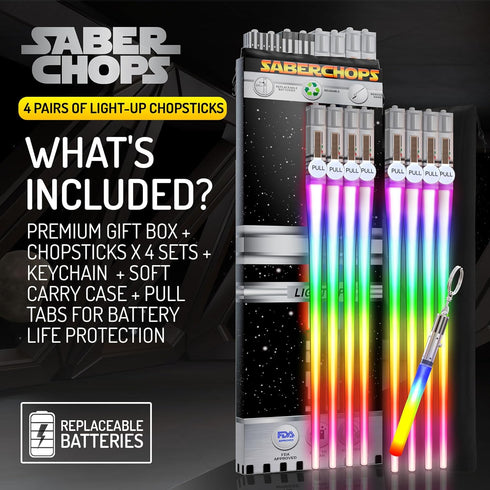 LIGHTSABER CHOPSTICKS LIGHT UP STAR WARS CHOPSTICK LED Glowing Light Saber Chop Sticks REUSABLE Sushi Sabers Cool Fun Geeky STARWARS Chop Stick Se...