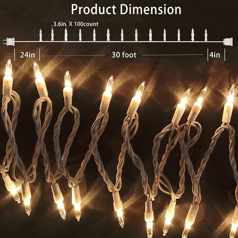 Christmas Lights 100 Count Mini Clear Lights 32ft White Wire Christmas Tree String Lights Set for Outdoor Indoor Christmas Decorations Wedding Dec...