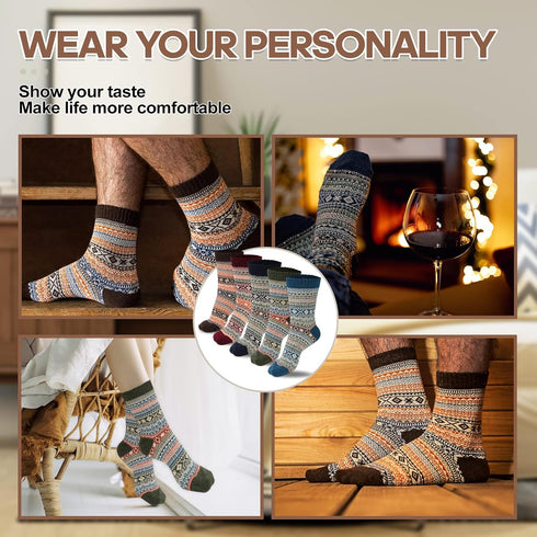 5 Pairs of Women's Wool Socks, Warm Vintage Wool Socks, Thick Soft Knit Wool Socks, Winter Fashion Wool Socks for Everyone (5-9 Years Old)...
