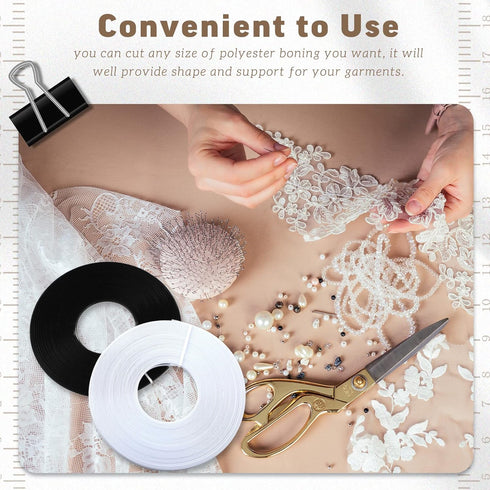 Tigeen 2 Pcs 100 Yards 6 mm Polyester Boning for Sewing Low Density Boning for Corsets Sew Through Corset Boning Wedding Party Dress Bridal Gowns ...