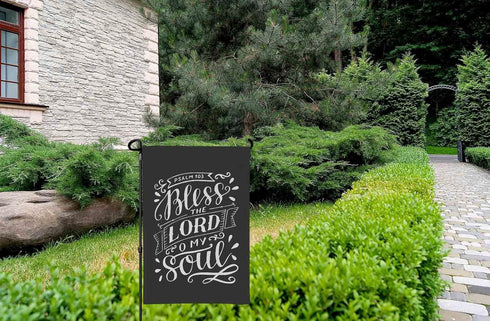 HOSNYE Bless the Lord Burlap Garden Flag Double Sided O My Soul Psalm Biblical Testament Modern Calligraphy Scripture Prints Quote Bible Verse Gar...