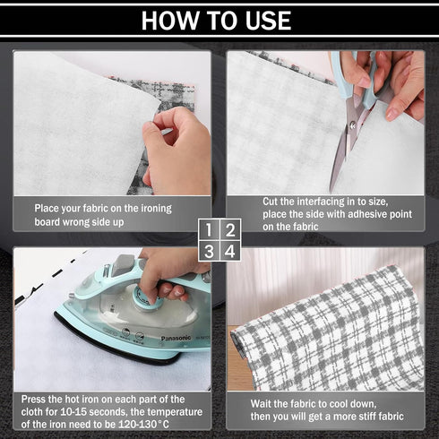 Fusible Interfacing 12in x 50yd,Light Weight Fusible Interfacing for Sewing,Non-Woven Iron-on Interfacing White Polyester Single-Sided Interfacing...