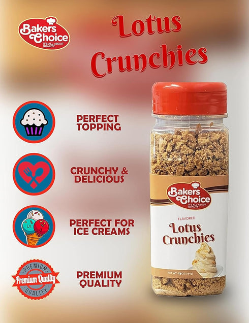 Baker's Choice Lotus Crunch Topping - Lotus Flavored Crunchy Sprinkles for Ice Cream Sundae Toppings - 6.5 Oz. - Dairy Free, Kosher - Baker’s Choi...