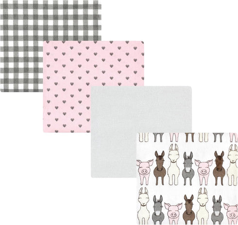 Hudson Baby Unisex Baby Cotton Flannel Receiving Blankets, Farm Friends Pink, One Size...