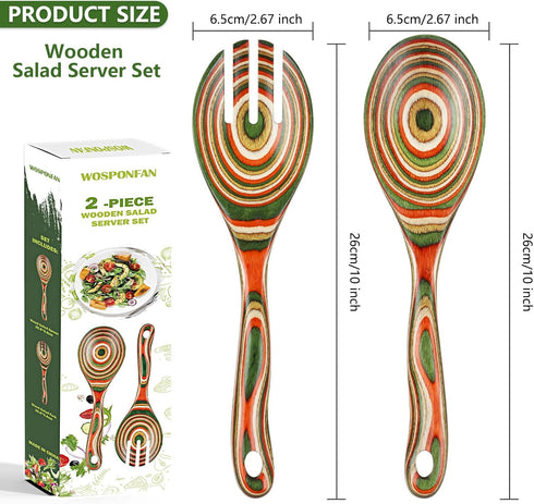 Salad Tongs, Wooden spoons, Salad Tongs for Serving, WOSPONFAN 10-inch Pakkawood Serving Utensils Set Salad Servers Set Kitchen Cooking Utensil...