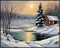 Posterizer 1 pcs-old farm house in snowy winter nature-in oil painting style-11-Landscape & Nature Art-Living Room Bedroom Decor- unframed wall ar...