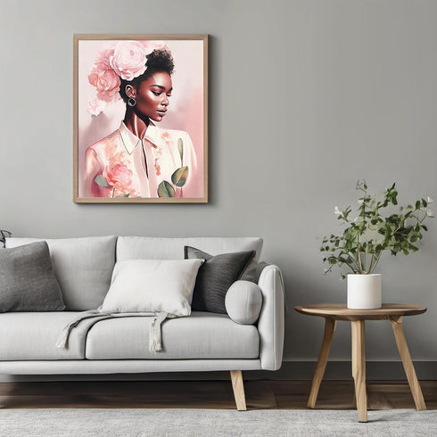 Posterizer 1 pcs-beautiful black woman with flower accessories-Watercolor Art-Afro-American Art Collection-Gift for Women, Fashionistas, Designer ...