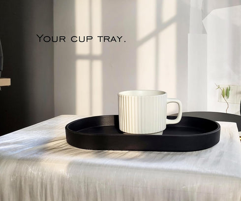 Black Small Tray (10 inch), Oval Tray for Kitchen Counter, Bathtub Bathroom Vanity Items, Countertop Organizer, Coffee Accessory, Bar, Serving Sea...
