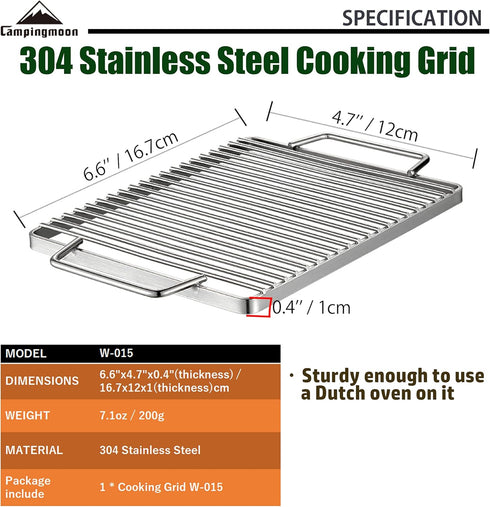 Cooking Grill Grate Cooking Grid 6.6"x4.7" 304 Stainless Steel W-015...