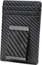 Travelambo Money Clip for Men Carbon Fiber Clip Wallet Leather Slim Minimalist Card Holder RFID Blocking (Weaved Black)...