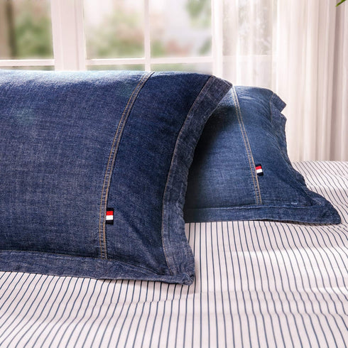 Elegant Life Home 100% Cotton Washed Pillow Case Soft Denim Standard Pillow Sham 20'' x 26'' (1 pc, Dark Blue)...
