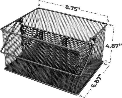 Sorbus® Utensil Caddy — Silverware, Napkin Holder, and Condiment Organizer — Multi-Purpose Steel Mesh Caddy—Ideal for Kitchen, Dining, Entertainin...