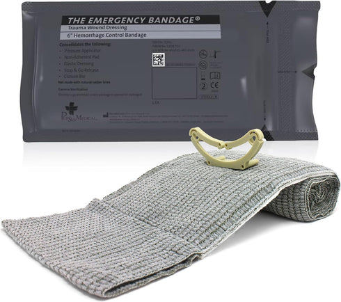 Ever Ready First Aid Israeli Battle Dressing Compression Bandage, 6", Black...
