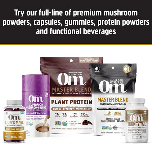 Om Mushroom Superfood | Lion's Mane Gummies | USA Grown Organic Mushrooms |Memory, Focus, Clarity, Nerve Health & Mood Support | 60 Count, 30 Serv...
