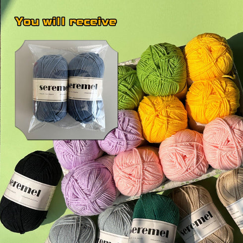 4Ply Acrylic Soft Yarn 2 Balls 1Pack, 2 Pcs Crochet Yarn Total 100g (3.4oz) / 260m (280Yds), Crocheting/Knitting #4 Medium Yarns, Worsted Beautifu...