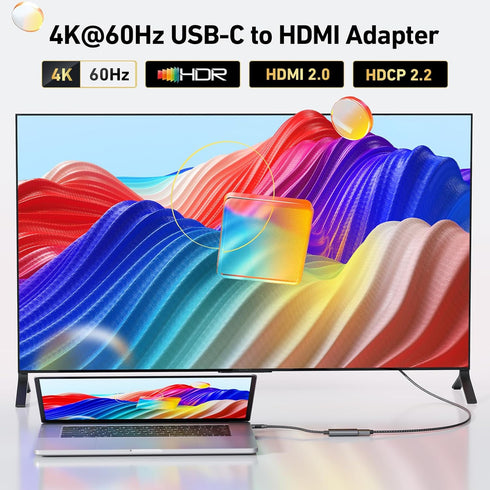 uni USB-C to HDMI Adapter 4K@60Hz, Thunderbolt 3/4 to HDMI Adapter, Type C HDMI Converter, Compatible with MacBook Pro/Air 2022, iPad Pro/Air, Sur...