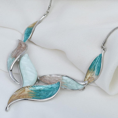 Vintage Statement Jewelry Set Leaf Floral Bohemian Boho Statement Necklace Earring Set Crystal Fashion Costume Jewelry...