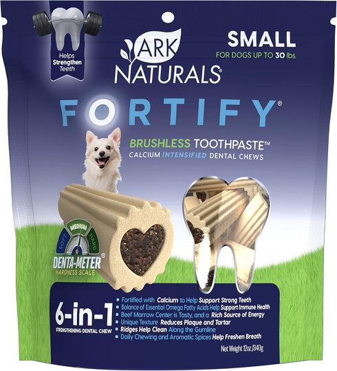 Ark Naturals Fortify Brushless Toothpaste, Dog Dental Chews for Small Breeds, Calcium Plus Omegas Support Strong Teeth and Immune Health, 12oz, 1 ...