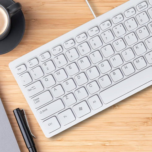 Wired Keyboard and Mouse Combo Slim & Quiet, USB Connection, Compact Keyboard, US English, White...