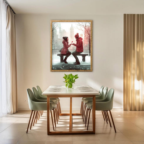 Posterizer 1 pcs-couple's exchanging love on snowy Valentine's day -5-Romantic Art-Holiday Poster Collection-Gift for Couples boyfriend girlfriend...