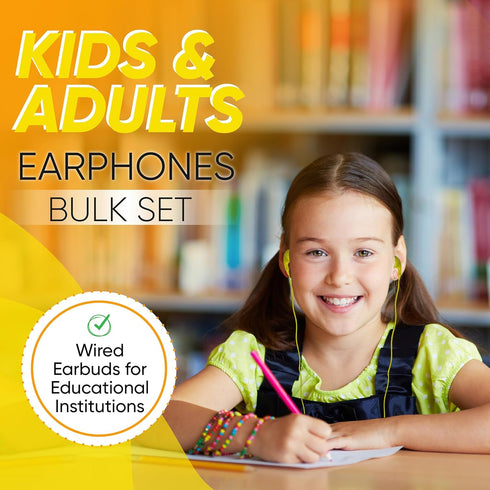 20 Pack Multi Color Kid's Wired Earphone Headphones, Individually Bagged, Disposable Earphones Ideal for Students in Classroom Libraries Schools, ...