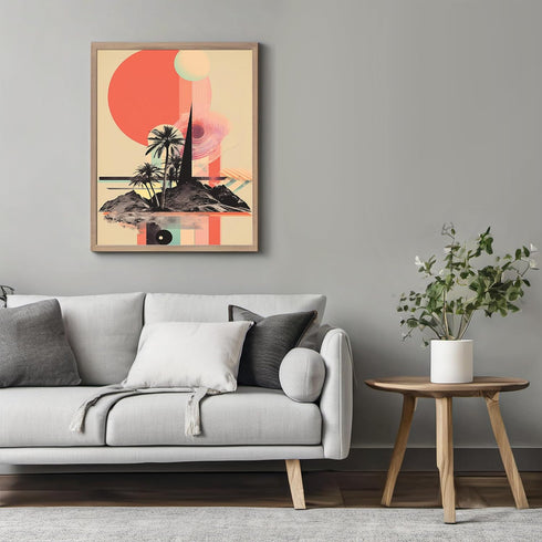 Posterizer 1 pcs-beach and sunset vibes aesthetic funky collage-Retro Art-Coastal & Nautical Art-Gift for Nature, Surfers and Beach Lovers- UNFRAM...