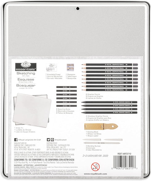 Royal & Langnickel Essentials(TM) Sketching Art Set W/Tin Blue, 1 count (pack of 1)...