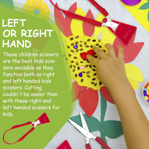 Set of 2 Loop Scissors for Kids Right or Left Handed for Preschools, Schools, Classrooms, Adaptive and Special Needs Children...