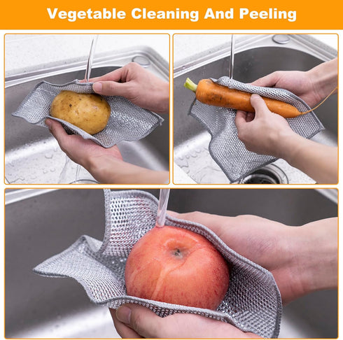 Non Scratch Wire Dishcloth, Multipurpose Wire Dishwashing Rag for Wet and Dry, Multifunctional Dish Rags for Washing Dishes, Reusable Steel Wool S...