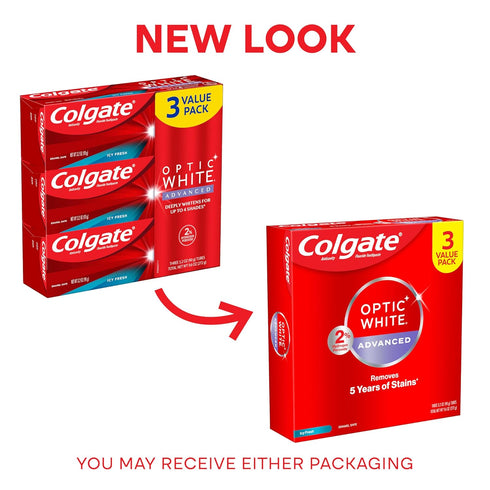 Colgate Optic White Advanced Hydrogen Peroxide Toothpaste Pack, Teeth Whitening Toothpaste, Enamel-Safe Hydrogen Peroxide Formula, Helps Remove Te...