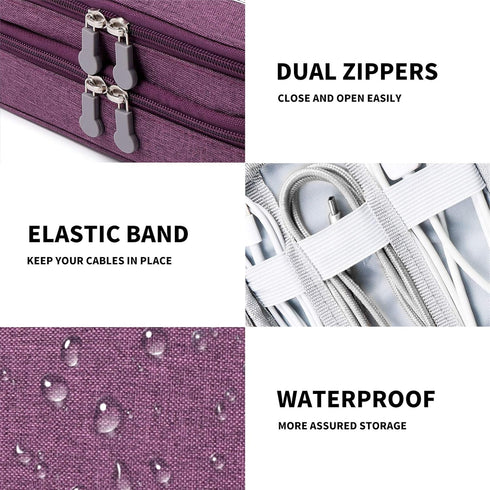 Travel Cable Organizer Bag, Electronic Accessories Case Portable Double Layer Cable Storage Bag for Cord,phone,Charger, Flash Drive, Phone, SD Car...