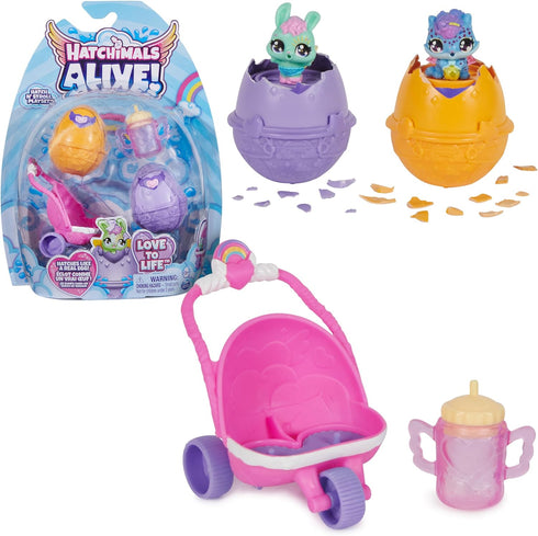 Hatchimals Alive, Hatch N’ Stroll Playset with Stroller Toy and 2 Mini Figures in Self-Hatching Eggs, Kids Toys for Girls and Boys Ages 3 and up...