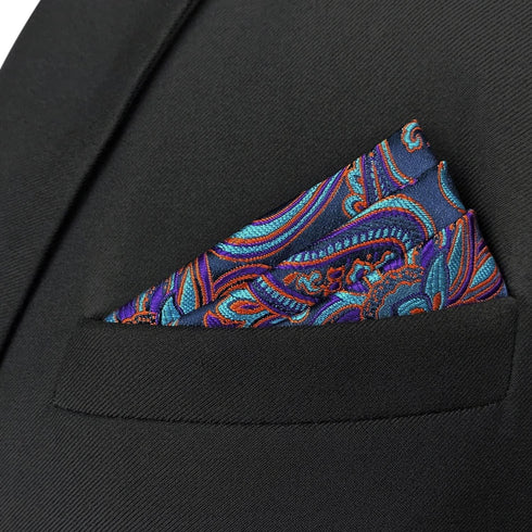 S&W SHLAX&WING Pocket Squares for Men Blue Colours Purple Fuchsia Floral...