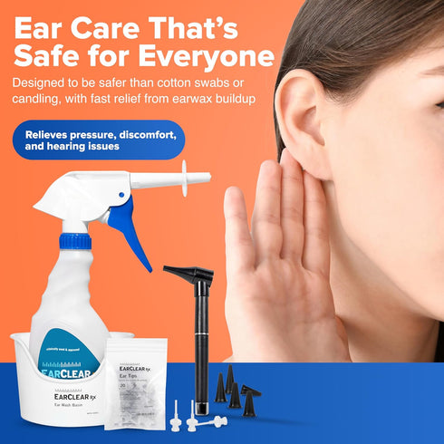 EarClearRX Flexible Tip Kit – Complete at-Home Ear Cleaning Kit for Adults & Kids - Easy-to Use Ear Cleaner - Includes Bottle Washer, Basin, 20 Di...